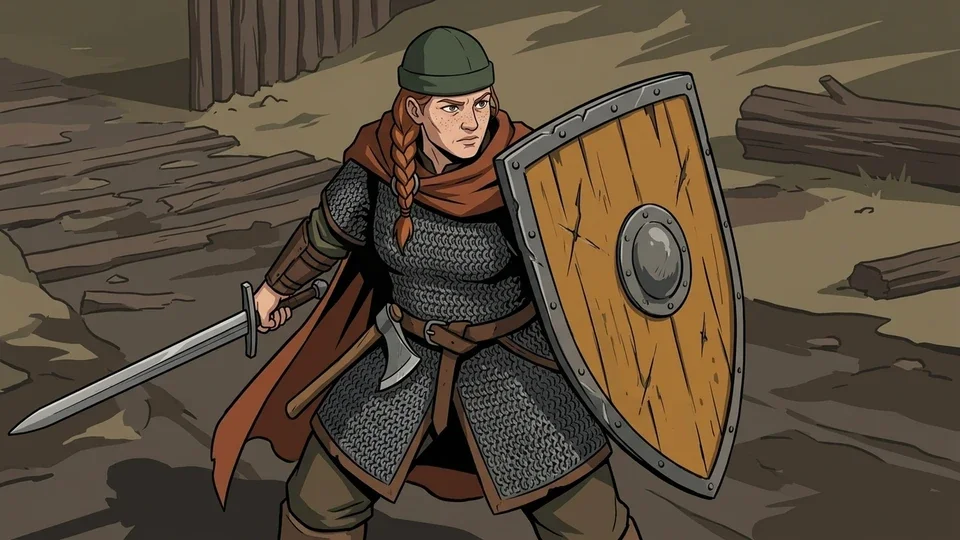 Guardian calling illustration: an armored fighter holding the line with a shield.